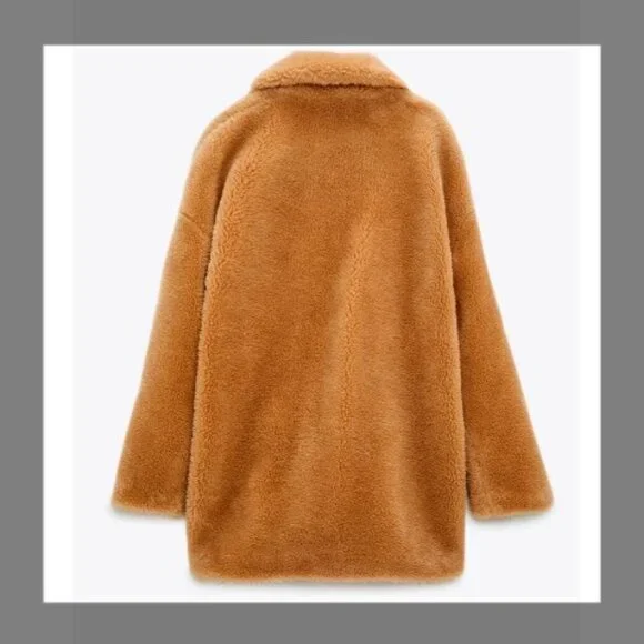 💋GORGEOUS!💋 ZARA FAUX FUR COAT IN LIGTH CAMEL - Picture 3 of 15